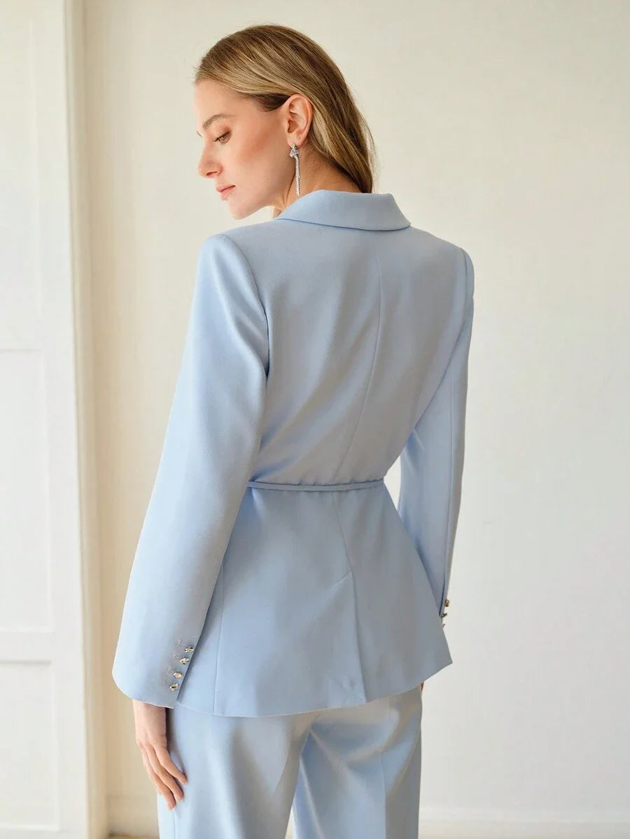 PREMIUM PEAK LAPEL DOUBLE BREASTED BLAZER BELTED BLAZERSPRINGSUMMER