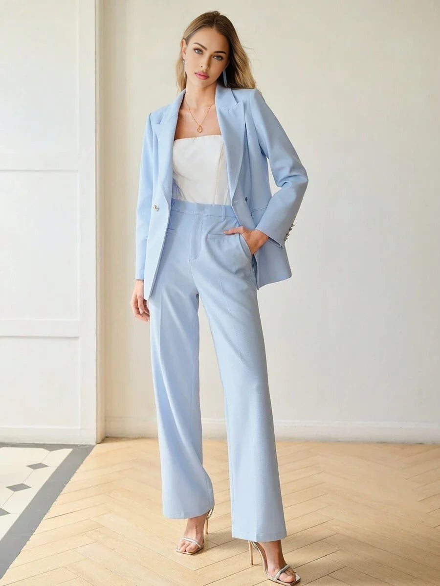 PREMIUM PEAK LAPEL DOUBLE BREASTED BLAZER BELTED BLAZERSPRINGSUMMER