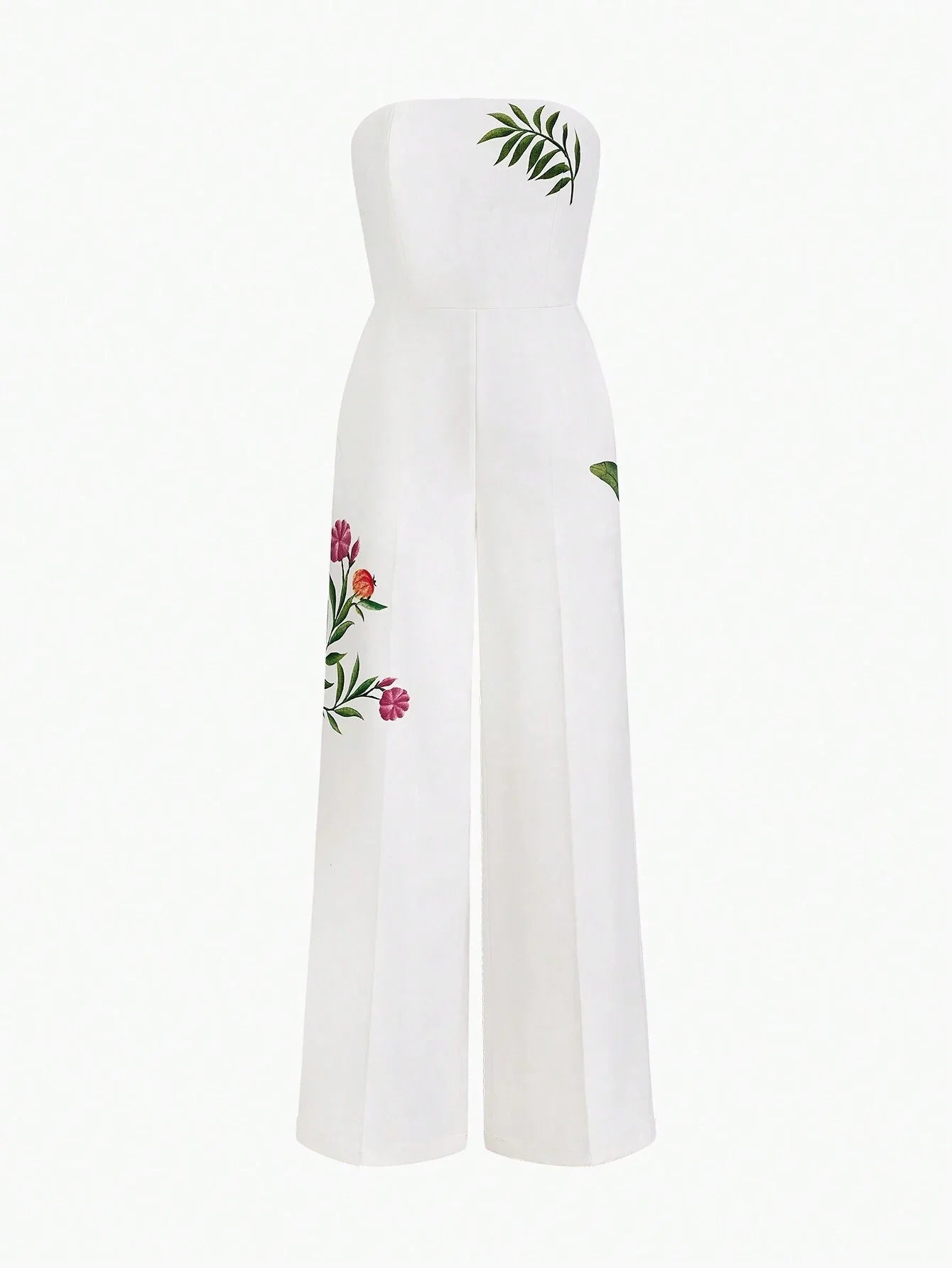 PREMIUM PLANTS PRINT WIDE LEG TUBE JUMPSUITSUMMER OUTFITS
