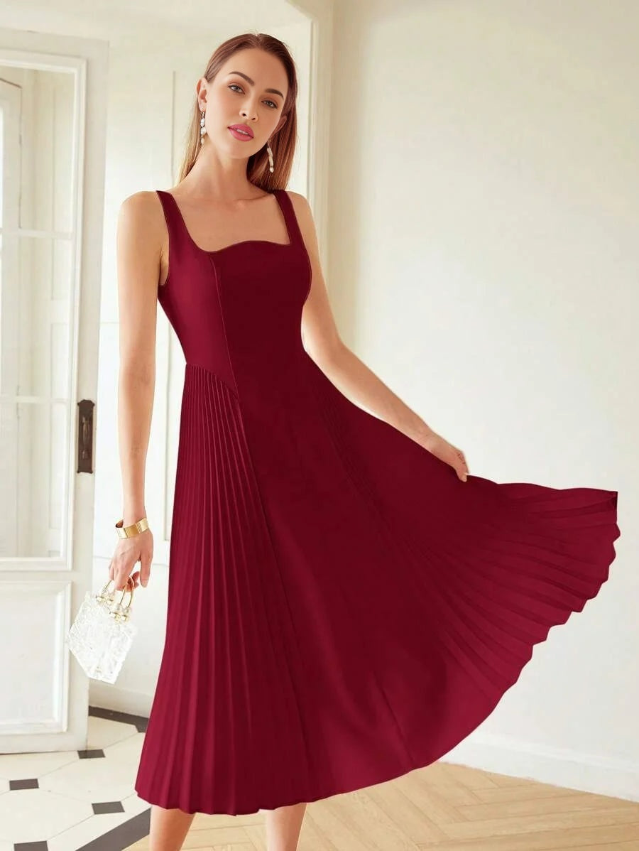 PREMIUM PLEATED CORSET MIDI DRESS
