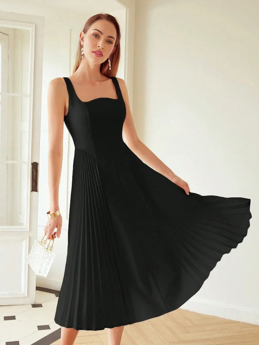 PREMIUM PLEATED CORSET MIDI DRESS