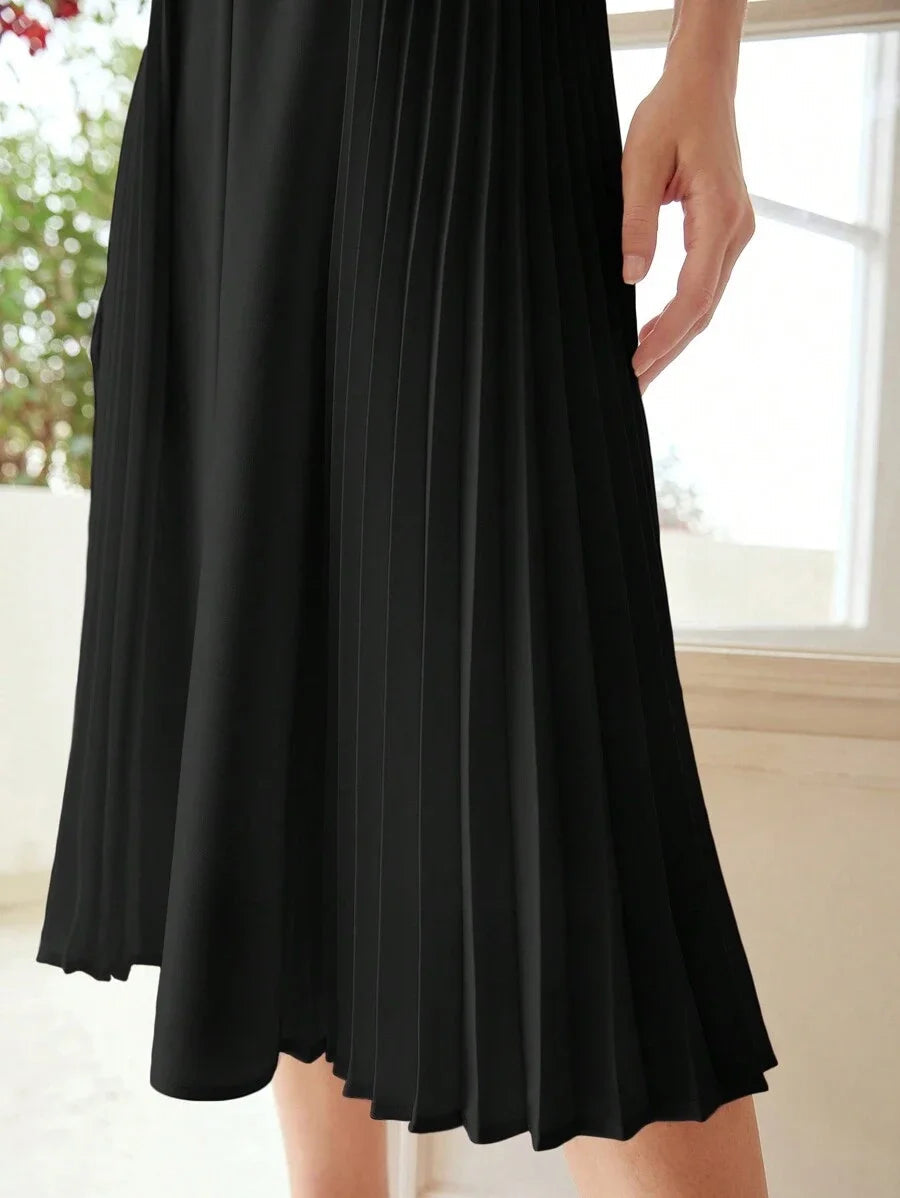 PREMIUM PLEATED CORSET MIDI DRESS