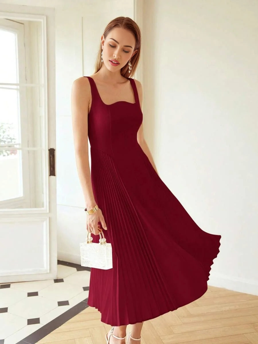 PREMIUM PLEATED CORSET MIDI DRESS