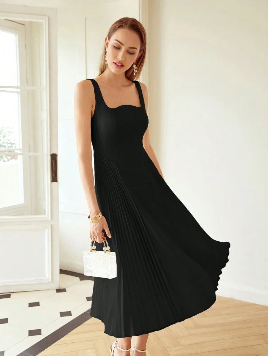 PREMIUM PLEATED CORSET MIDI DRESS