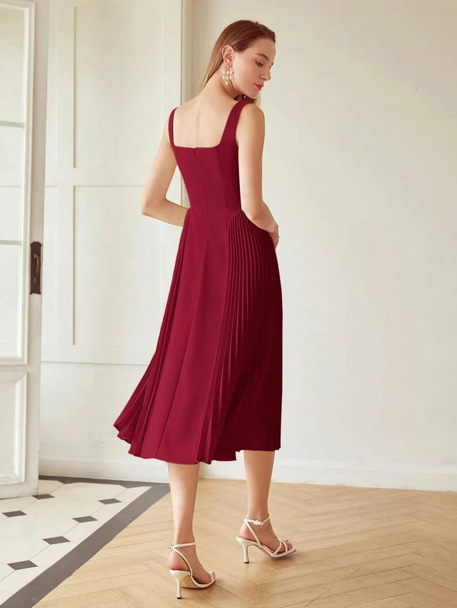 PREMIUM PLEATED CORSET MIDI DRESS