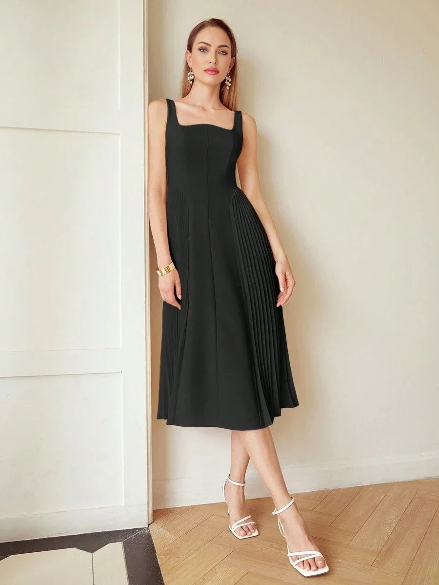 PREMIUM PLEATED CORSET MIDI DRESS