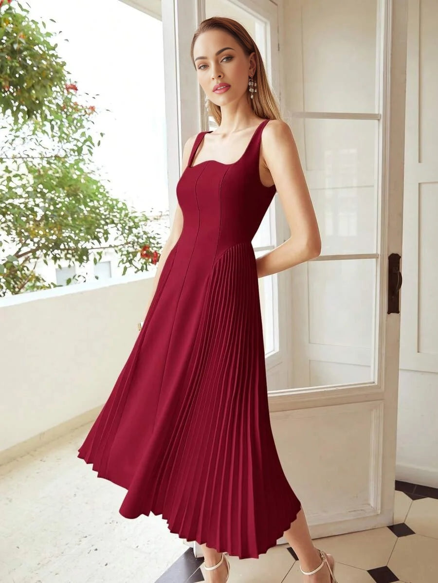PREMIUM PLEATED CORSET MIDI DRESS