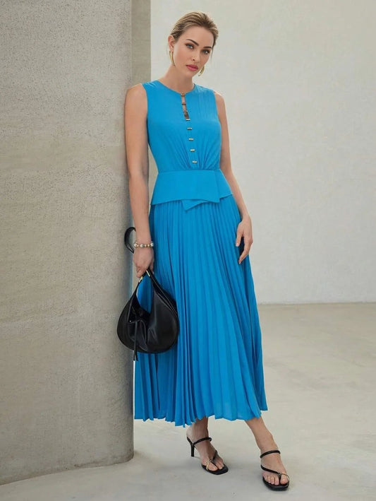 PREMIUM PLEATED FLOWYnbspDRESS