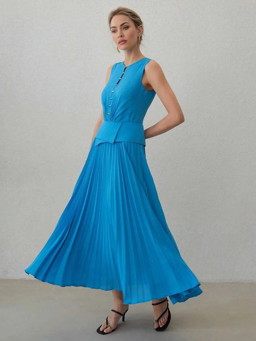 PREMIUM PLEATED FLOWYnbspDRESS