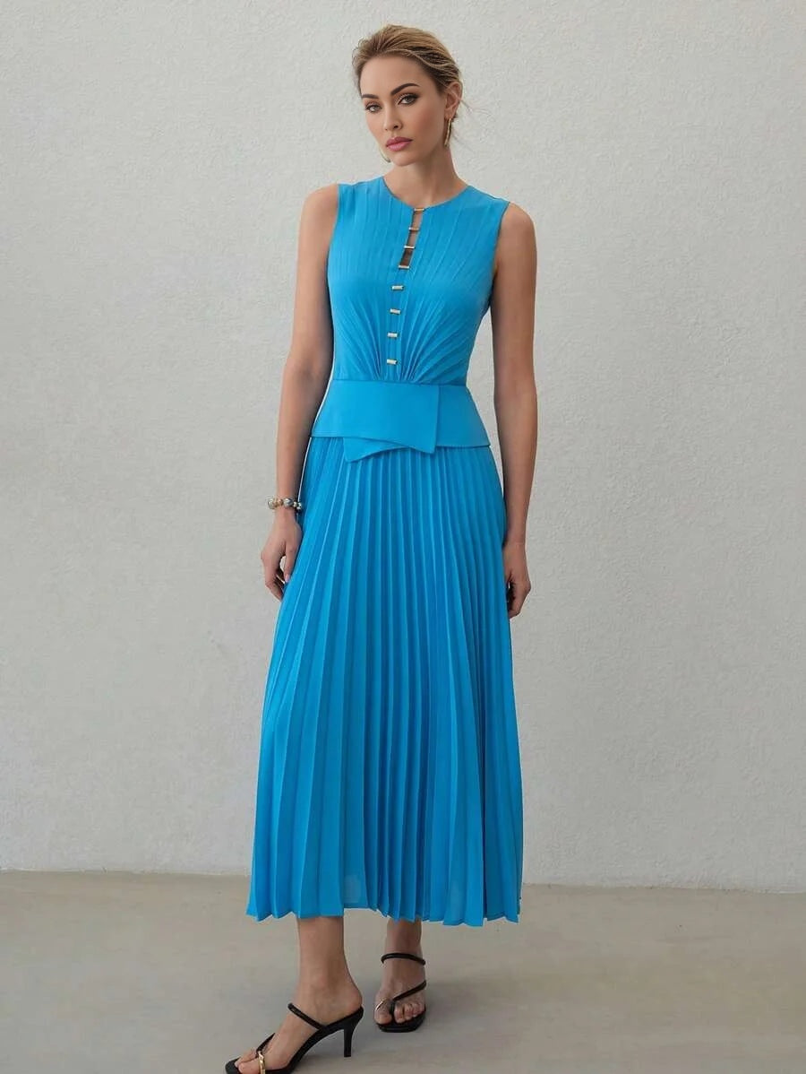 PREMIUM PLEATED FLOWYnbspDRESS