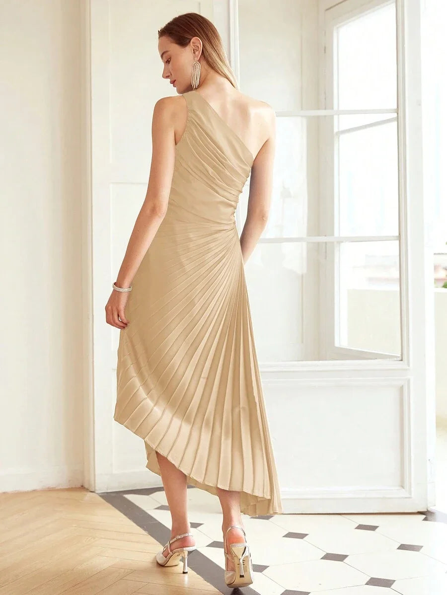 PREMIUM PLEATED ONE SHOULDER DRESS