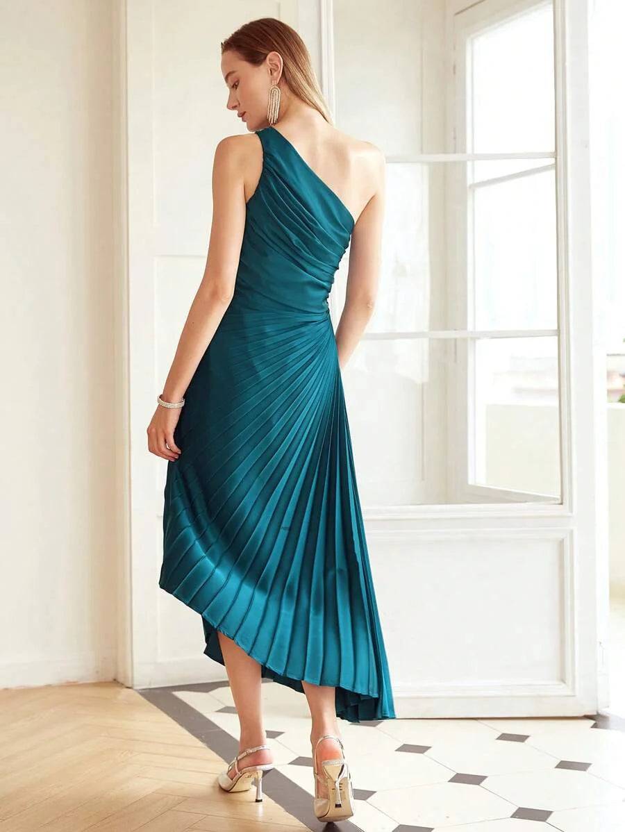 PREMIUM PLEATED ONE SHOULDER DRESSHOLIDAY PARTY BIRTHDAY FORMAL EVENING OCCASSION
