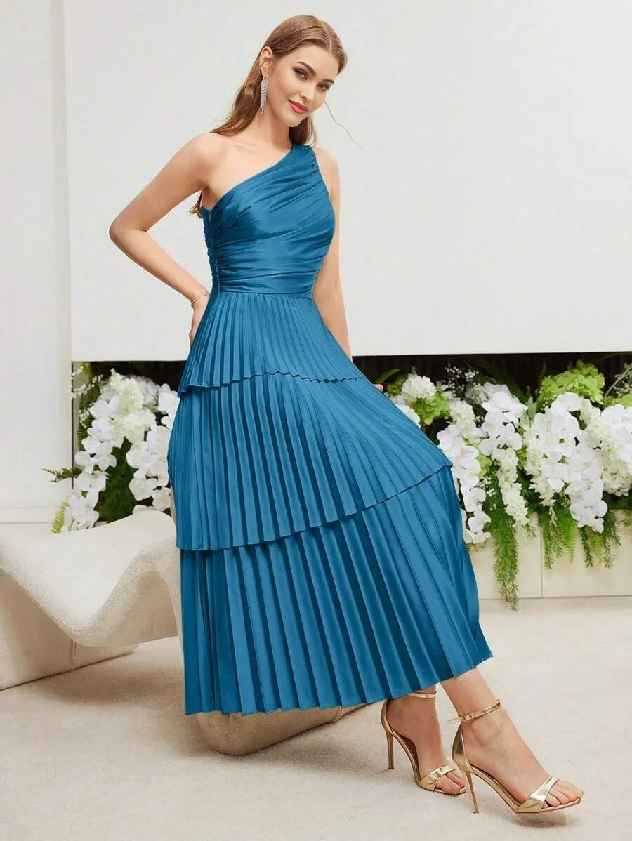 PREMIUM PLEATED ONE SHOULDER DRESSHOLIDAY PARTY BIRTHDAY FORMAL EVENING OCCASSION