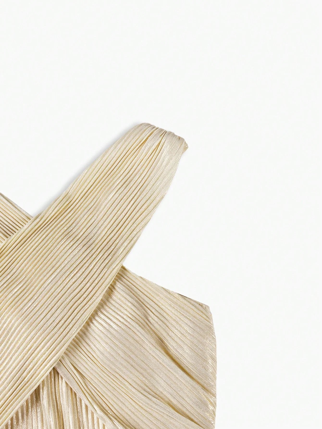 PREMIUM PLISSE CRISSCROSS HALTER DRESS