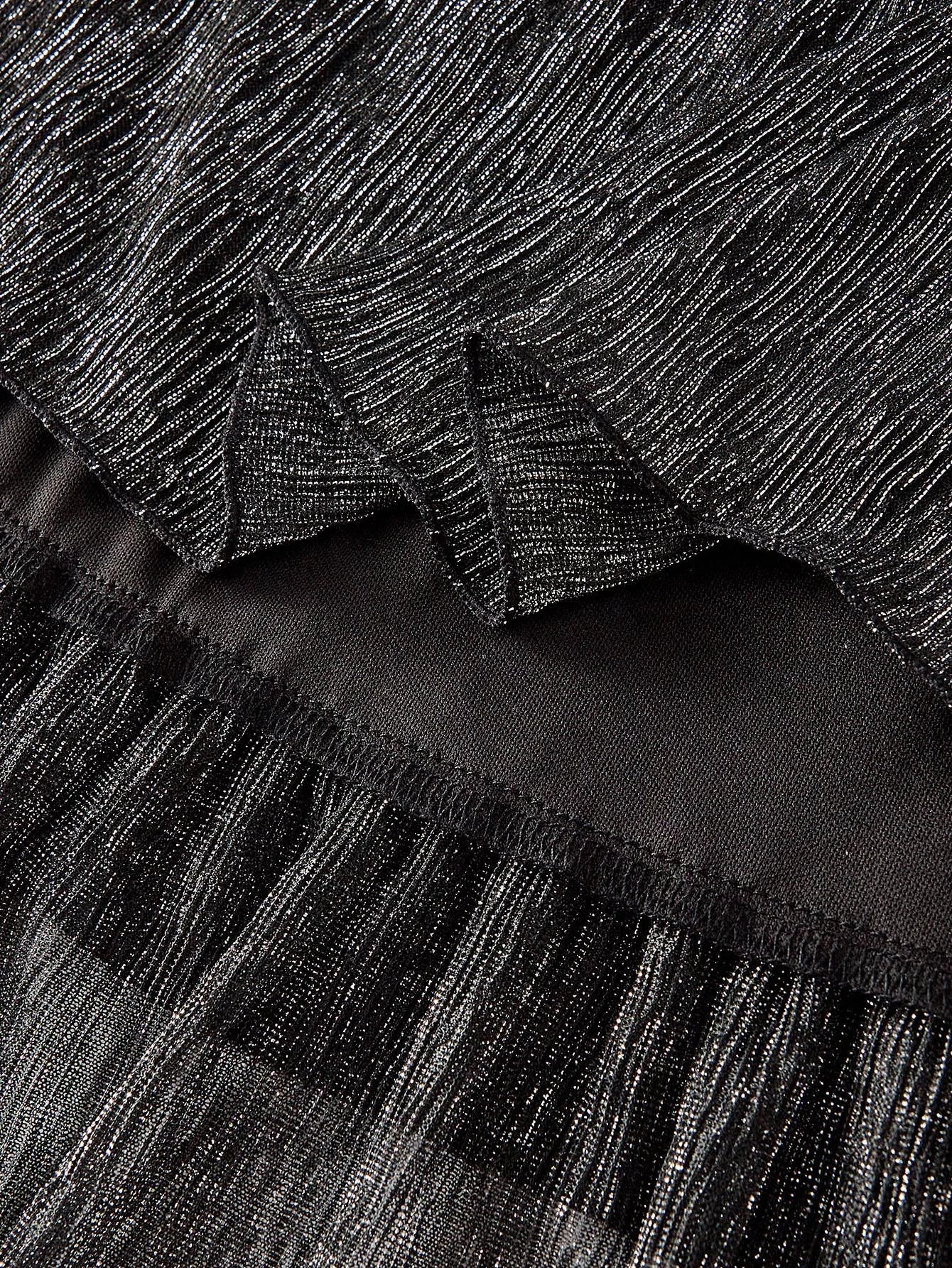 PREMIUM PLUNGING NECK CUTOUT WAIST LAYERED RUFFLE HEM SPLIT THIGH MAXI DRESS