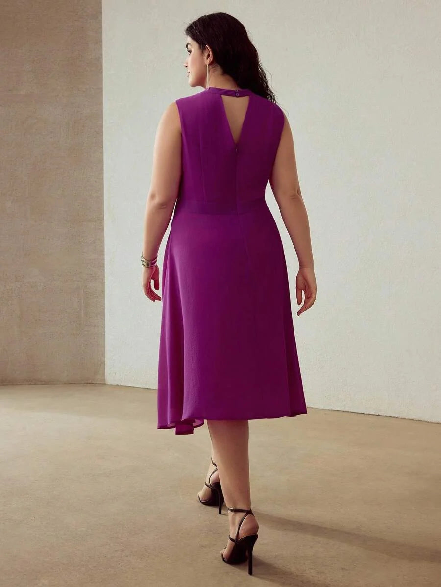 PREMIUM PLUS CHIFFON 3D FLORAL LIGHTWEIGHT SLEEVELESS DRESS