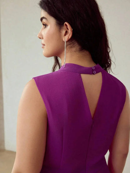 PREMIUM PLUS CHIFFON 3D FLORAL LIGHTWEIGHT SLEEVELESS DRESS