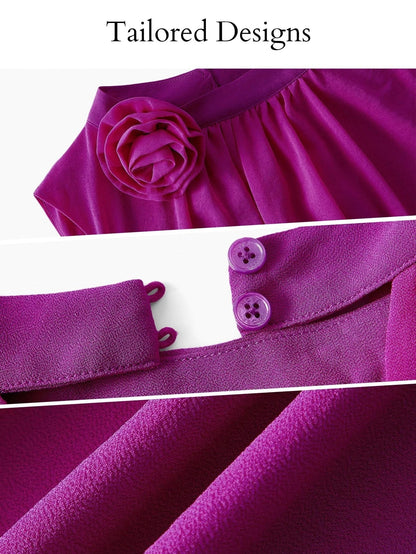 PREMIUM PLUS CHIFFON 3D FLORAL LIGHTWEIGHT SLEEVELESS DRESS