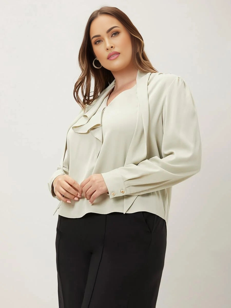PREMIUM PLUS DRAPED RUFFLE TRIM TOP