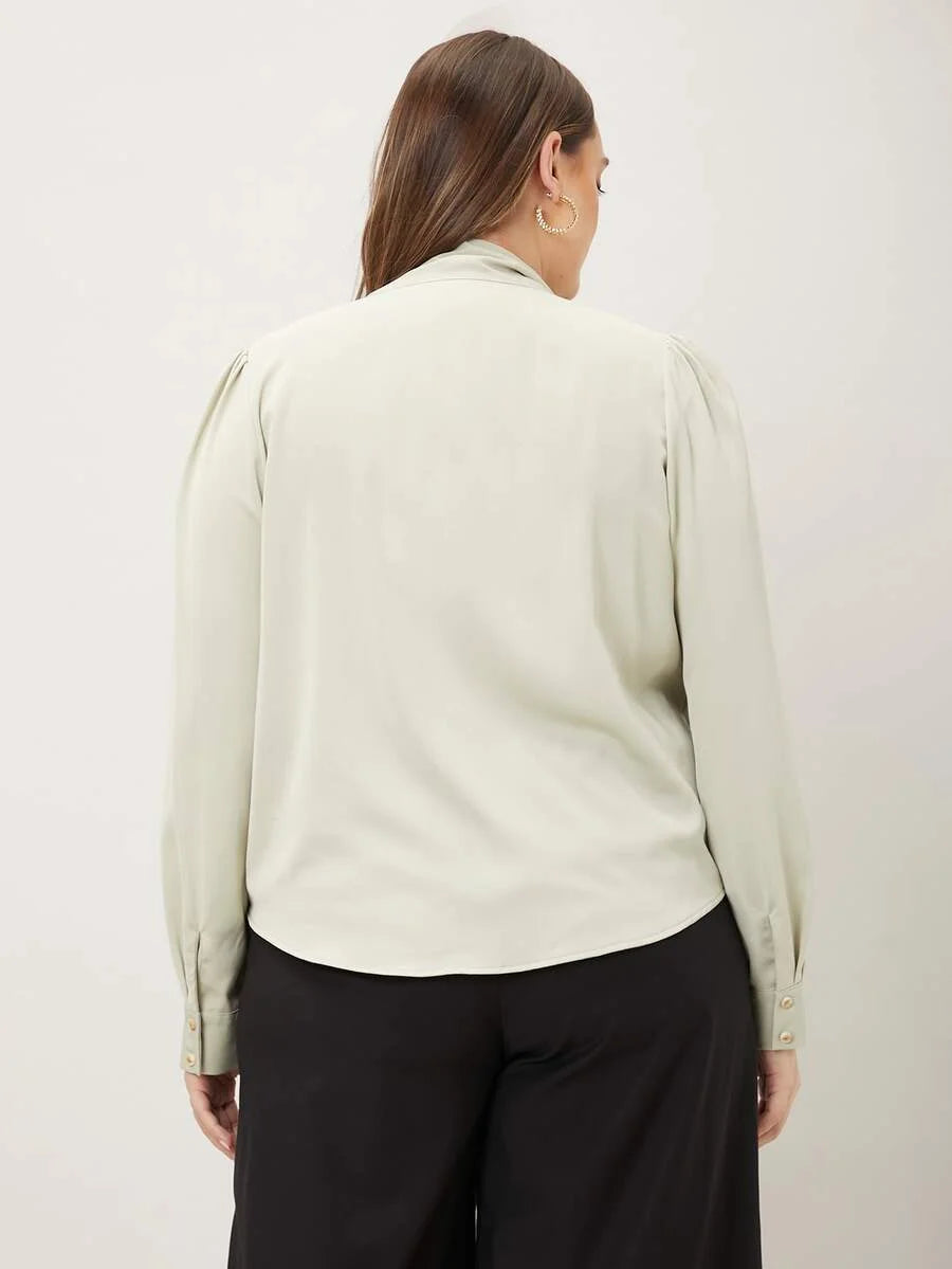 PREMIUM PLUS DRAPED RUFFLE TRIM TOP