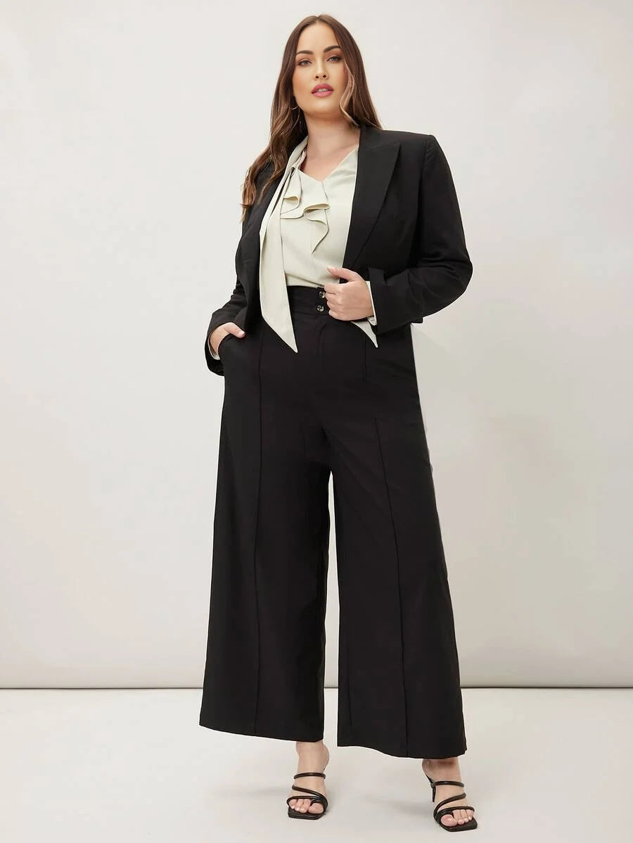 PREMIUM PLUS DRAPED RUFFLE TRIM TOP