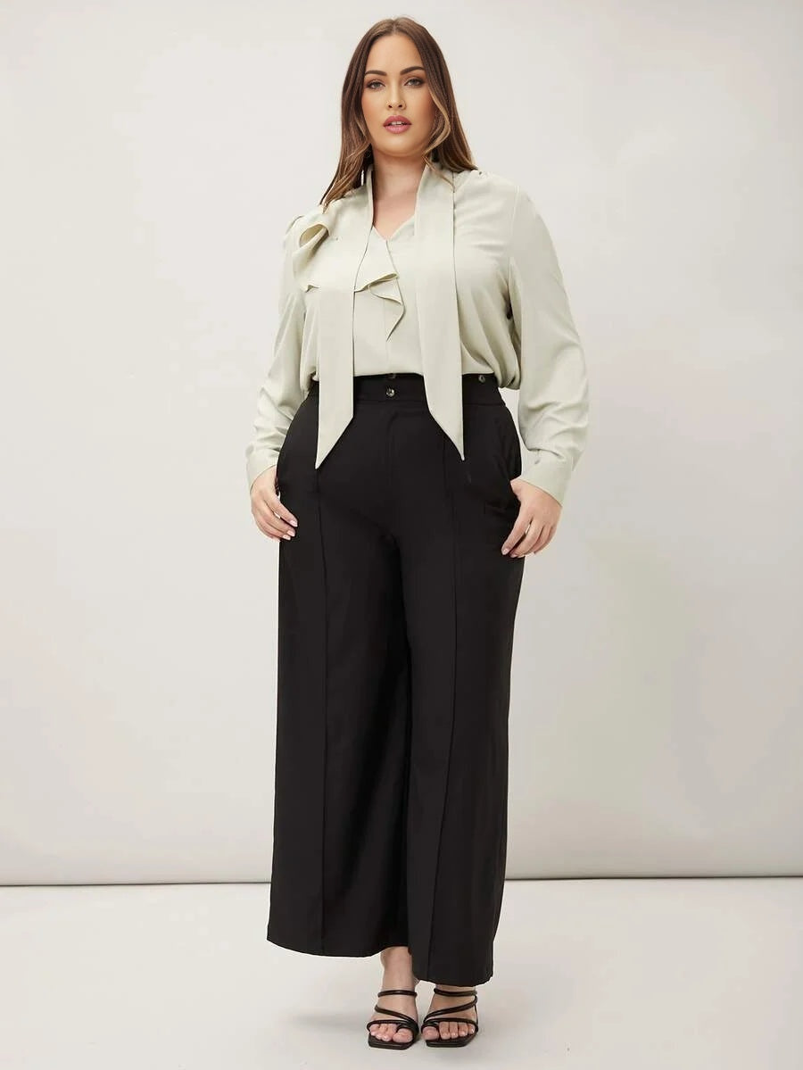 PREMIUM PLUS DRAPED RUFFLE TRIM TOP