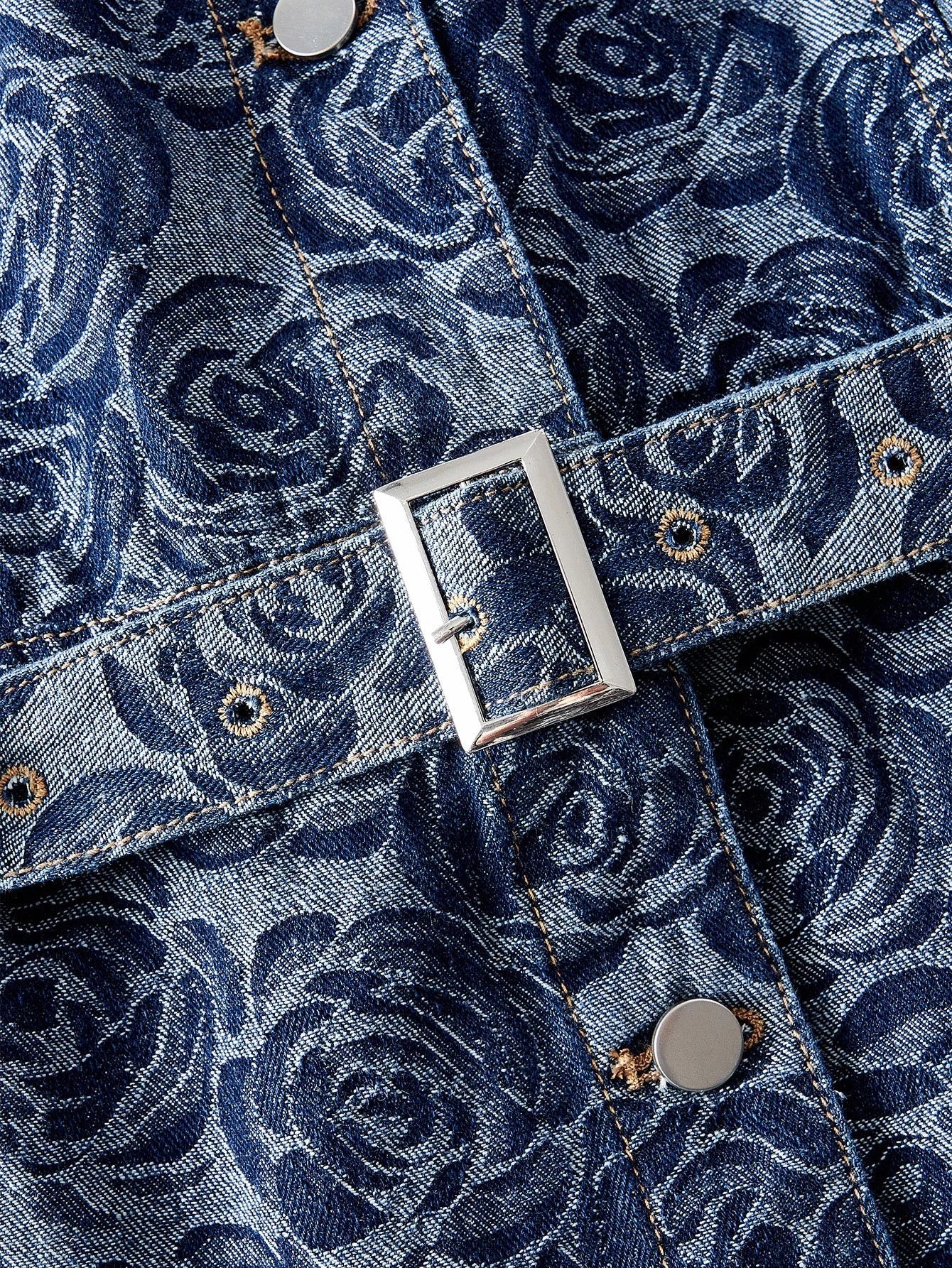 PREMIUM PLUS JACQUARD SLEEVELESS DENIM DRESS