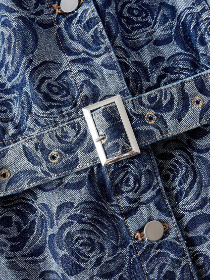 PREMIUM PLUS JACQUARD SLEEVELESS DENIM DRESS