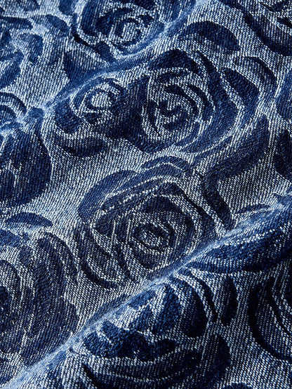 PREMIUM PLUS JACQUARD SLEEVELESS DENIM DRESS