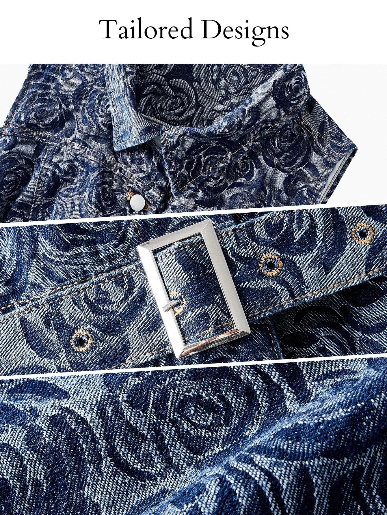 PREMIUM PLUS JACQUARD SLEEVELESS DENIM DRESS