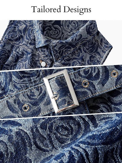 PREMIUM PLUS JACQUARD SLEEVELESS DENIM DRESS