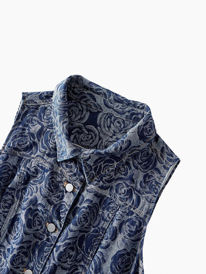 PREMIUM PLUS JACQUARD SLEEVELESS DENIM DRESS