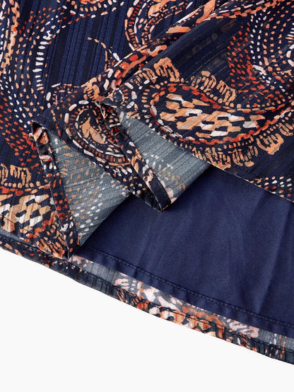 PREMIUM PLUS SIZE AUTUMNWINTER BOHEMIAN CHIC PAISLEY PRINT LONG SLEEVE DRESS