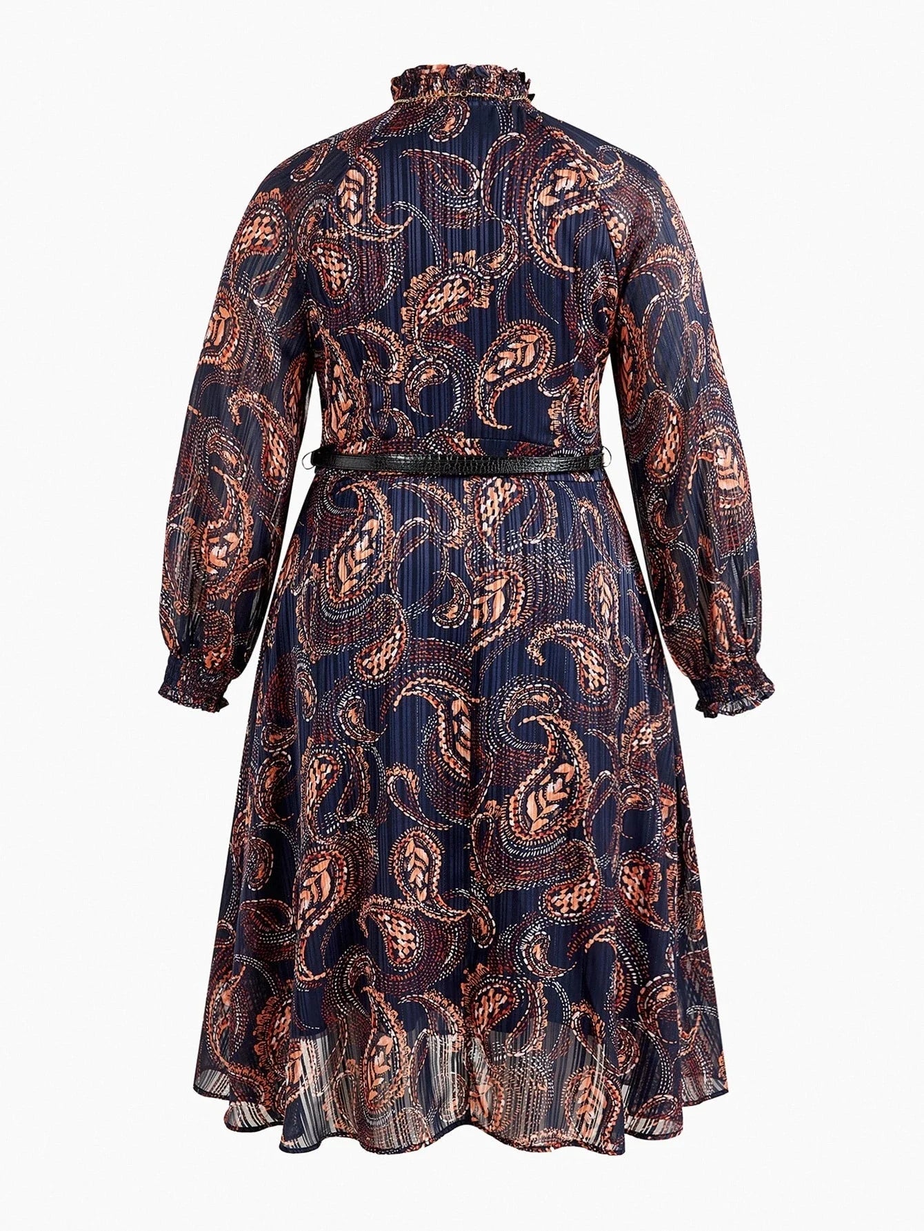 PREMIUM PLUS SIZE AUTUMNWINTER BOHEMIAN CHIC PAISLEY PRINT LONG SLEEVE DRESS