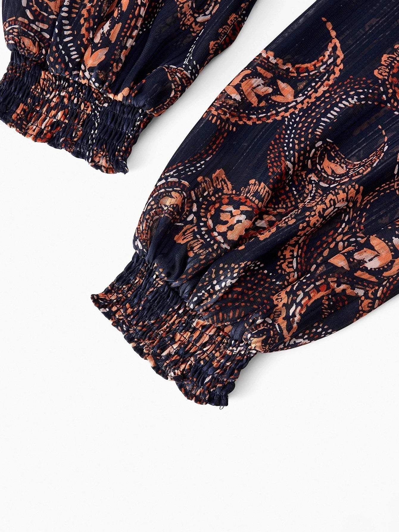 PREMIUM PLUS SIZE PAISLEY PRINT TASSEL TIE NECK LANTERN LONG SLEEVE BLOUSE BOHEMIAN CHIC