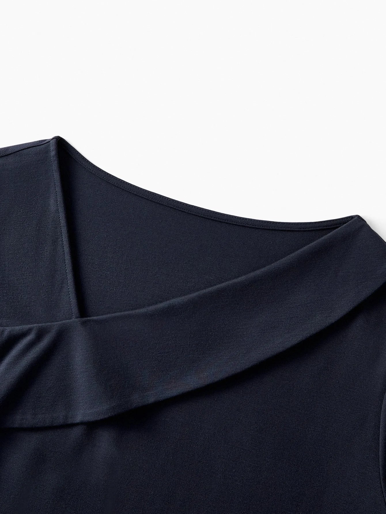 PREMIUM PLUS SIZE SOLID ASYMMETRICAL NECK SHORT SLEEVE TEE