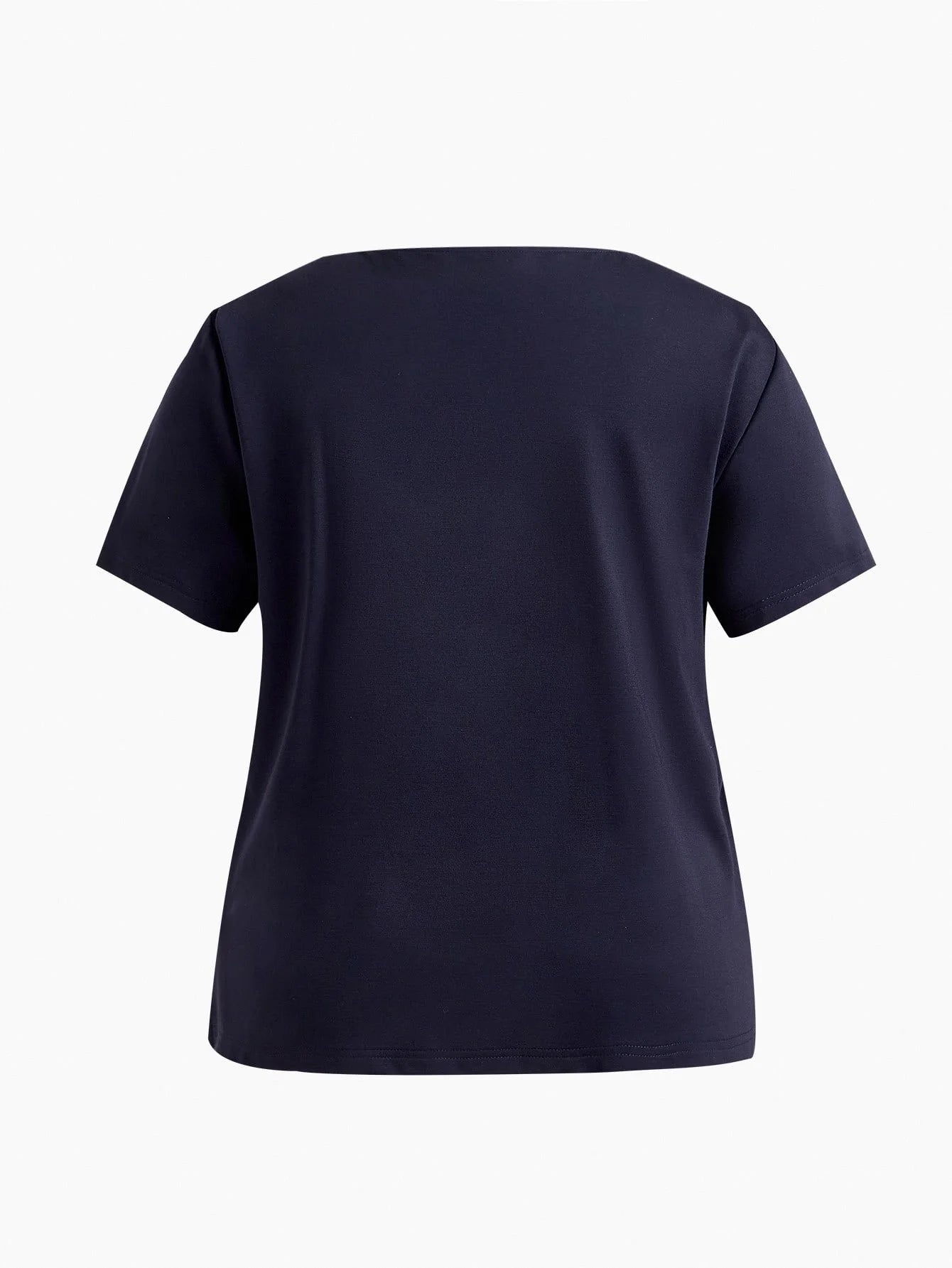 PREMIUM PLUS SIZE SOLID ASYMMETRICAL NECK SHORT SLEEVE TEE