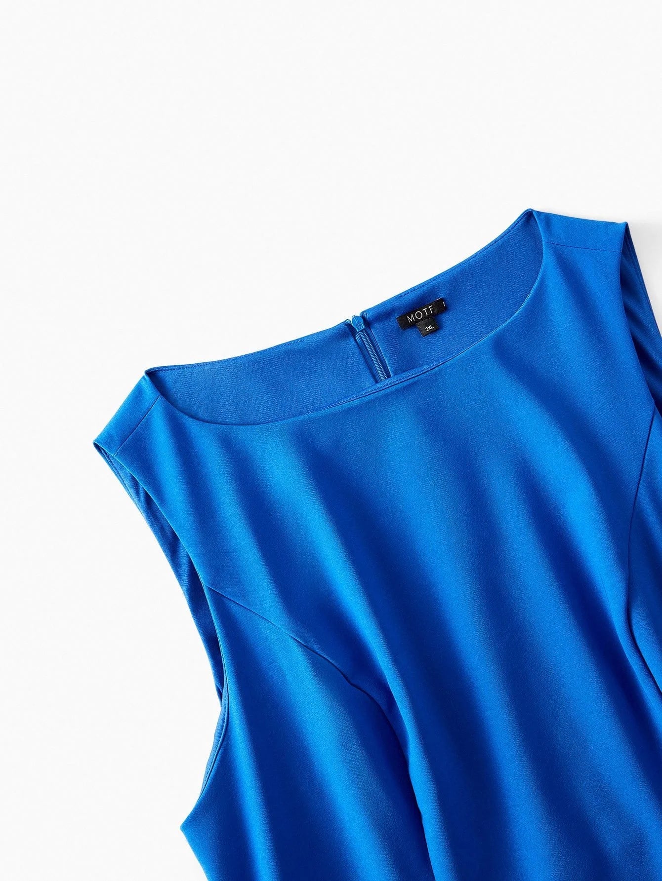 PREMIUM PLUS SIZE SOLID RUCHED WAIST ASYMMETRICAL RUFFLE HEM DRESS