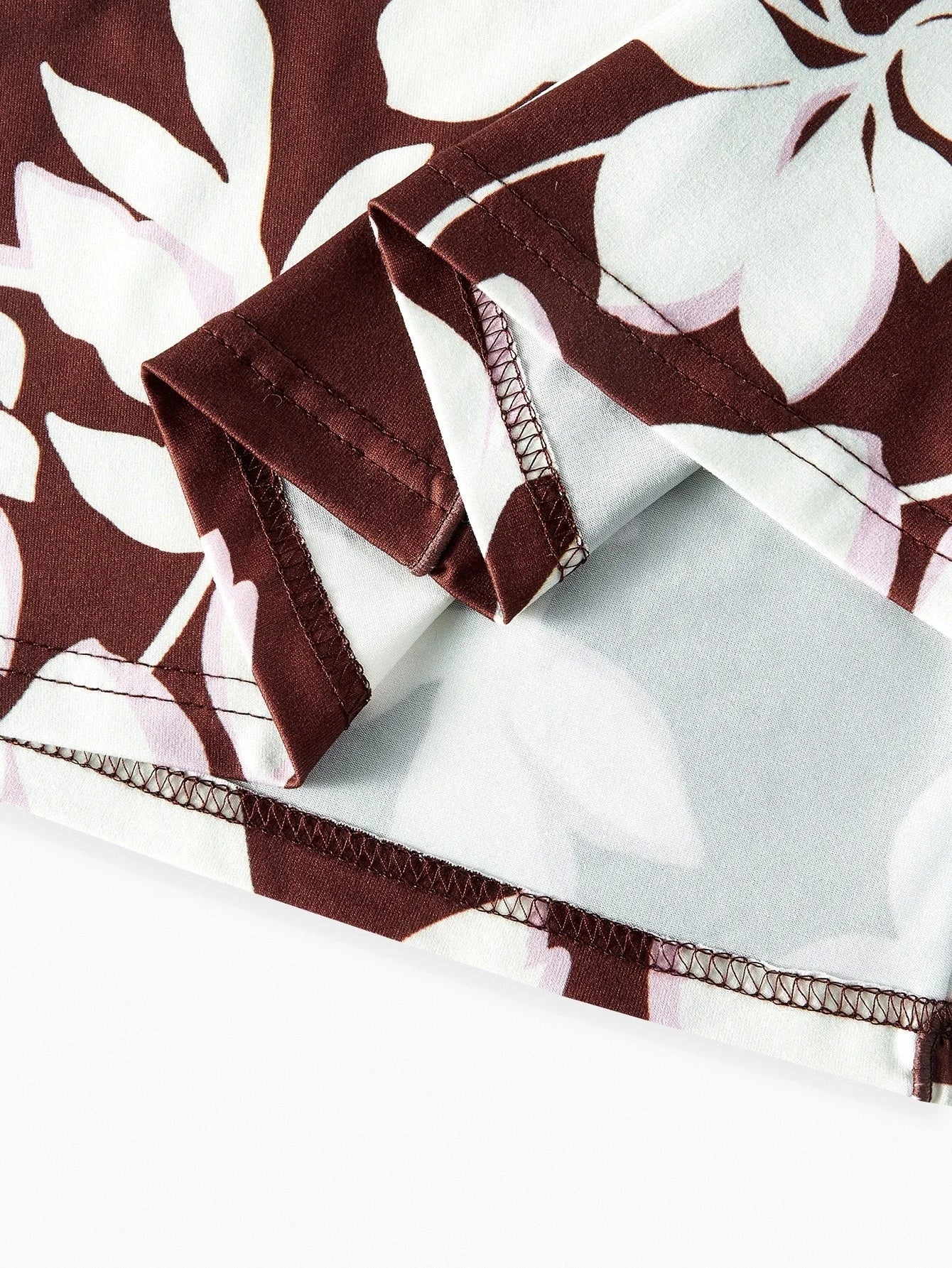 PREMIUM PLUS SIZE STAND COLLAR FLORAL PRINT LONG SLEEVE TSHIRT