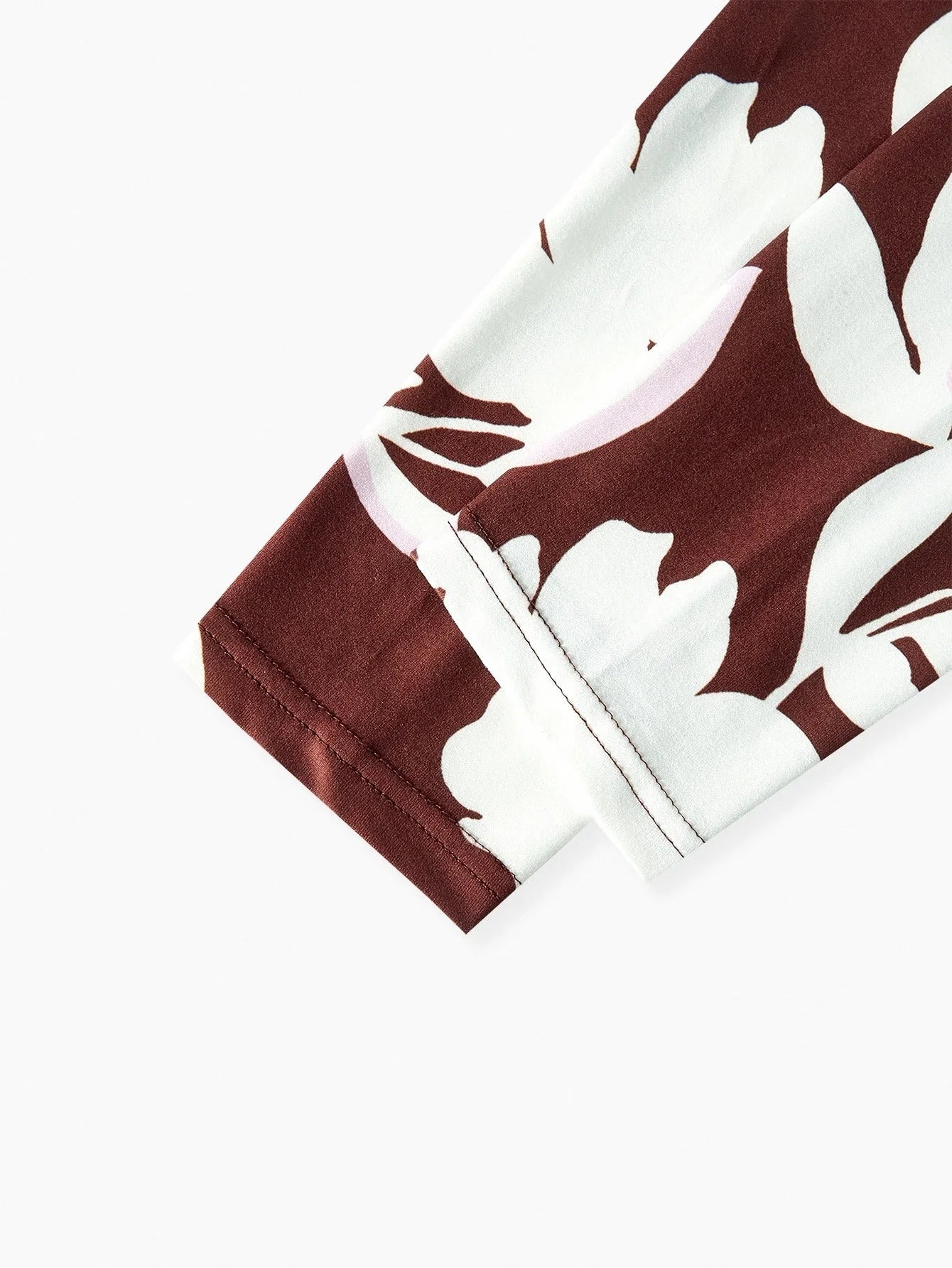 PREMIUM PLUS SIZE STAND COLLAR FLORAL PRINT LONG SLEEVE TSHIRT