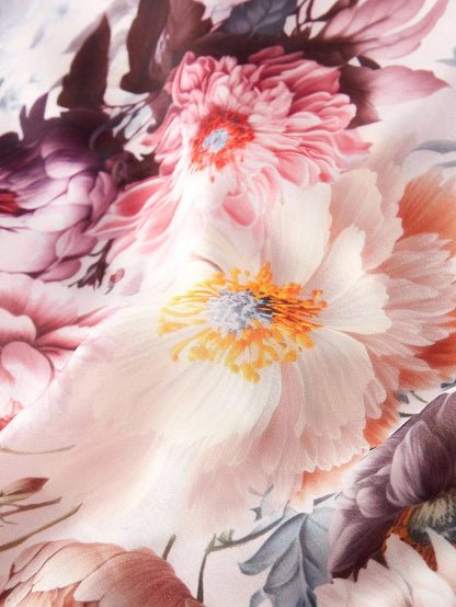 PREMIUM PLUS SIZE WOMENS POSITIONED PRINT SHIRT COLLAR TENCEL BLEND MIDLENGTH DRESS WITH BELT