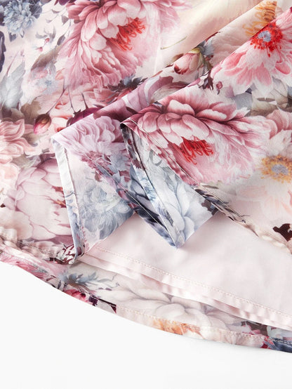 PREMIUM PLUS SIZE WOMENS POSITIONED PRINT SHIRT COLLAR TENCEL BLEND MIDLENGTH DRESS WITH BELT