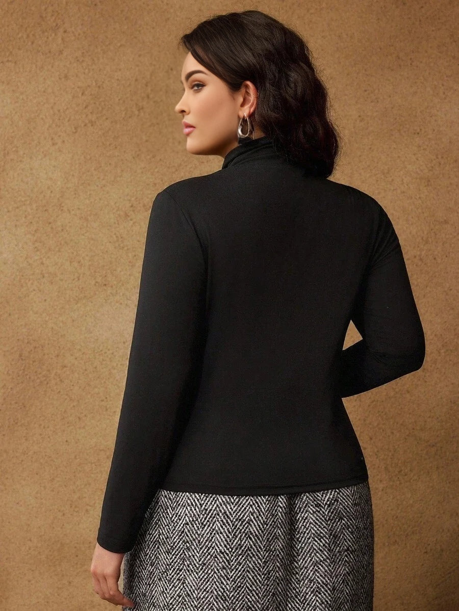 PREMIUM PLUS SOLID HIGH NECK SLIM FIT TSHIRT