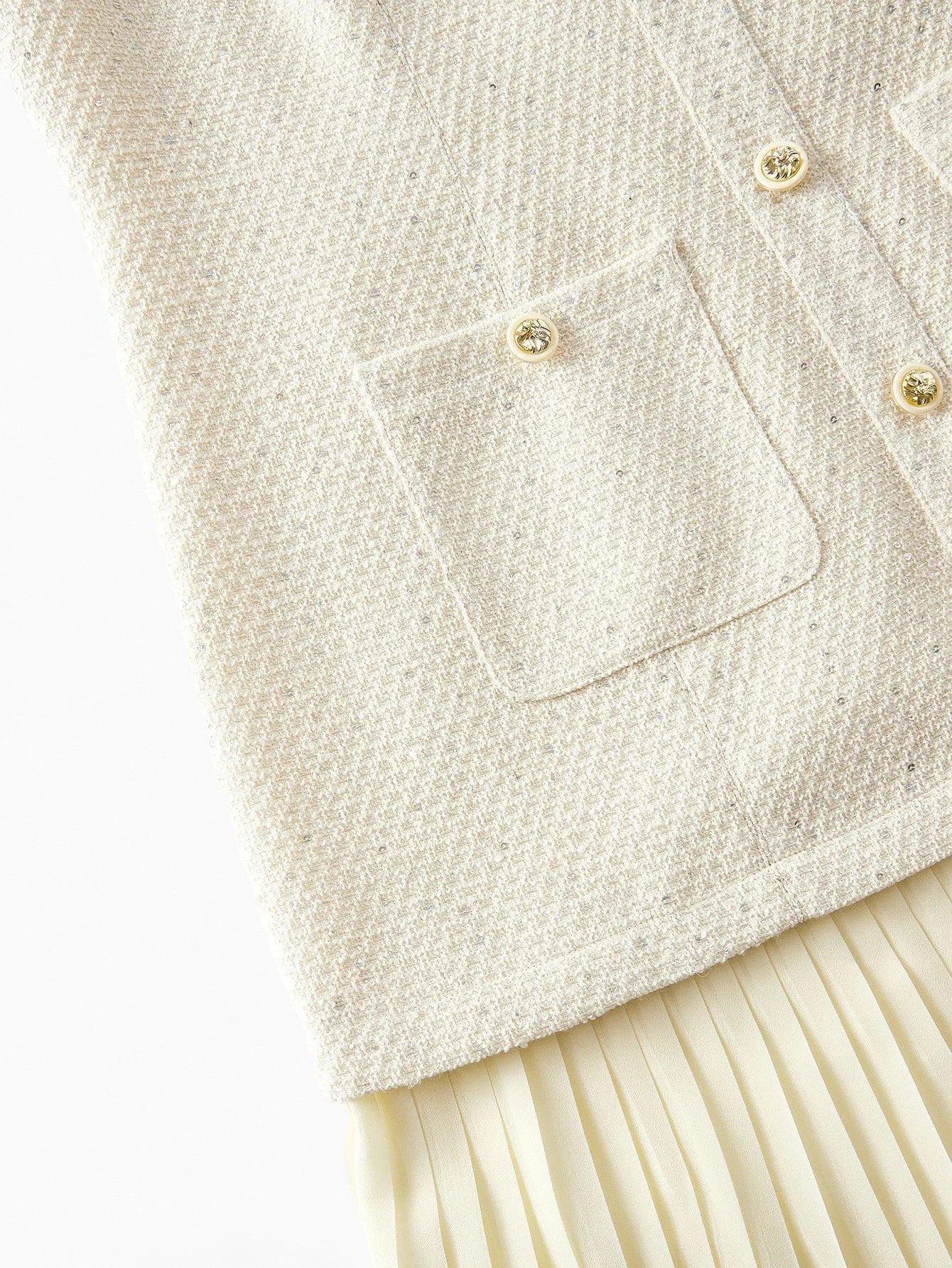 PREMIUM PLUS TWEED PLEATED HEM DRESS