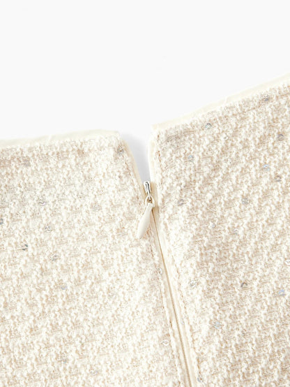 PREMIUM PLUS TWEED PLEATED HEM DRESS