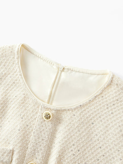 PREMIUM PLUS TWEED PLEATED HEM DRESS