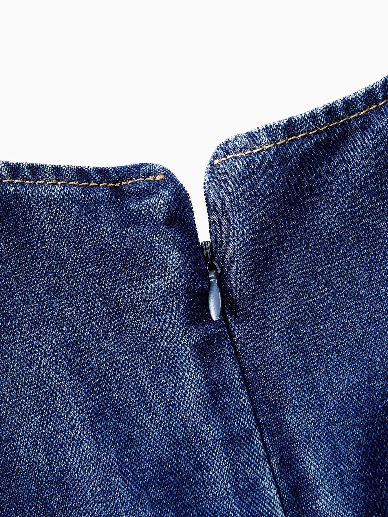 PREMIUM POCKET A LINE DENIM DRESS