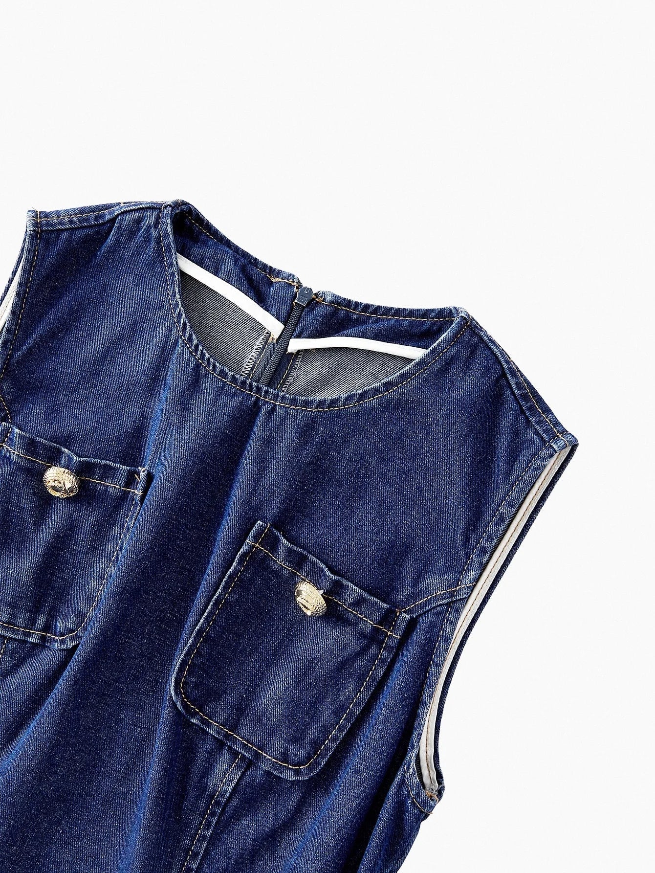 PREMIUM POCKET A LINE DENIM DRESS