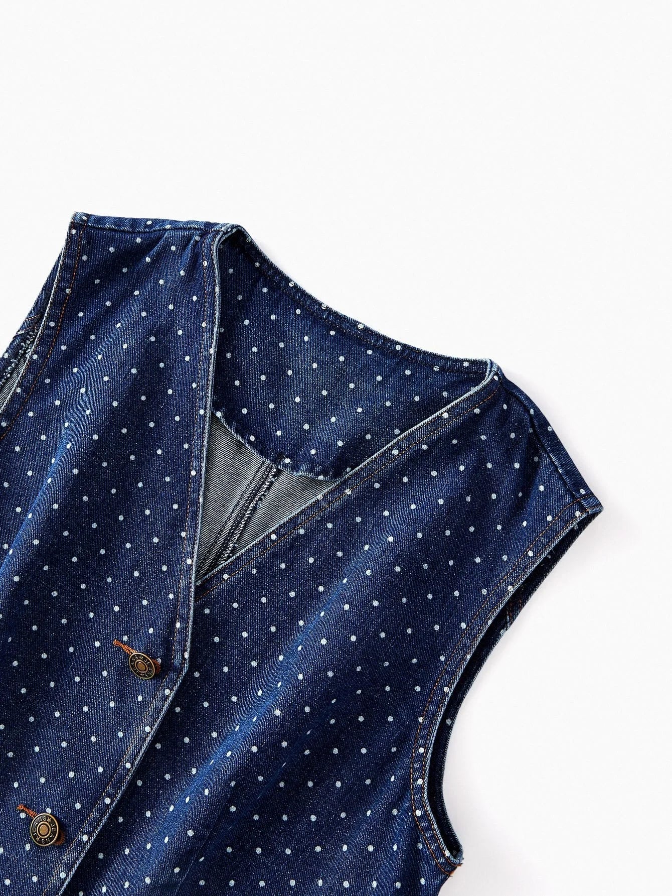 PREMIUM POLKA DOT PRINT BUTTON UP WAISTCOAT amp JEANS DENIM SET