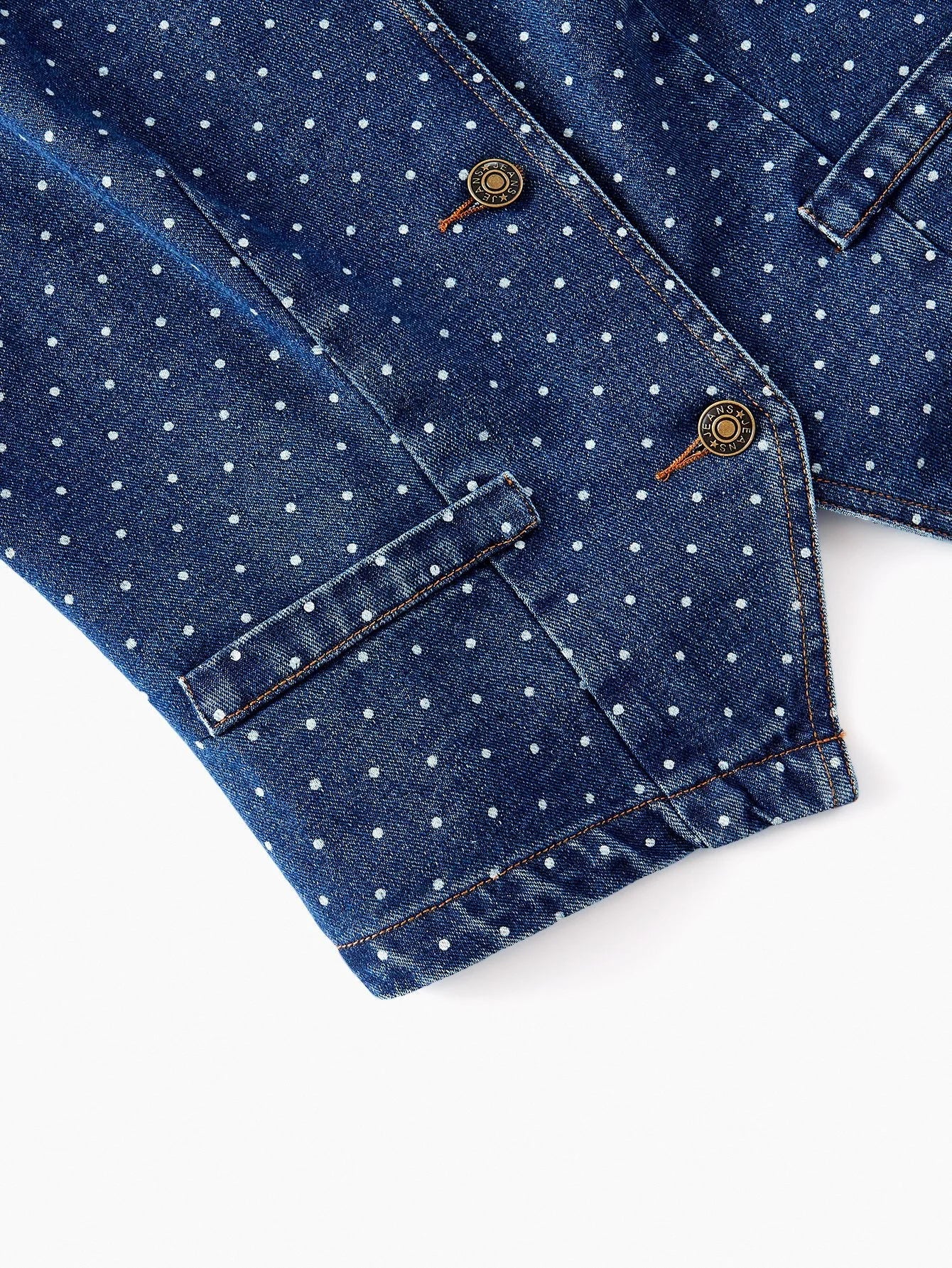 PREMIUM POLKA DOT PRINT BUTTON UP WAISTCOAT amp JEANS DENIM SET